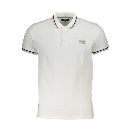 Cavalli Class White Cotton Polo Shirt Cavalli Class Light Gray