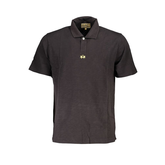 La Martina Elegant Black Cotton Polo Shirt Regular Fit La Martina Dark Slate Gray