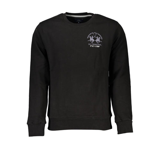 La Martina Elegant Crew Neck Fleece Sweatshirt La Martina Black