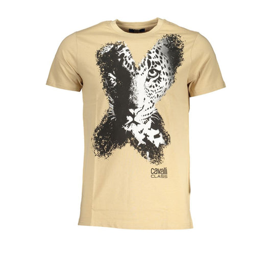 Cavalli Class Beige Cotton T-Shirt Cavalli Class Tan