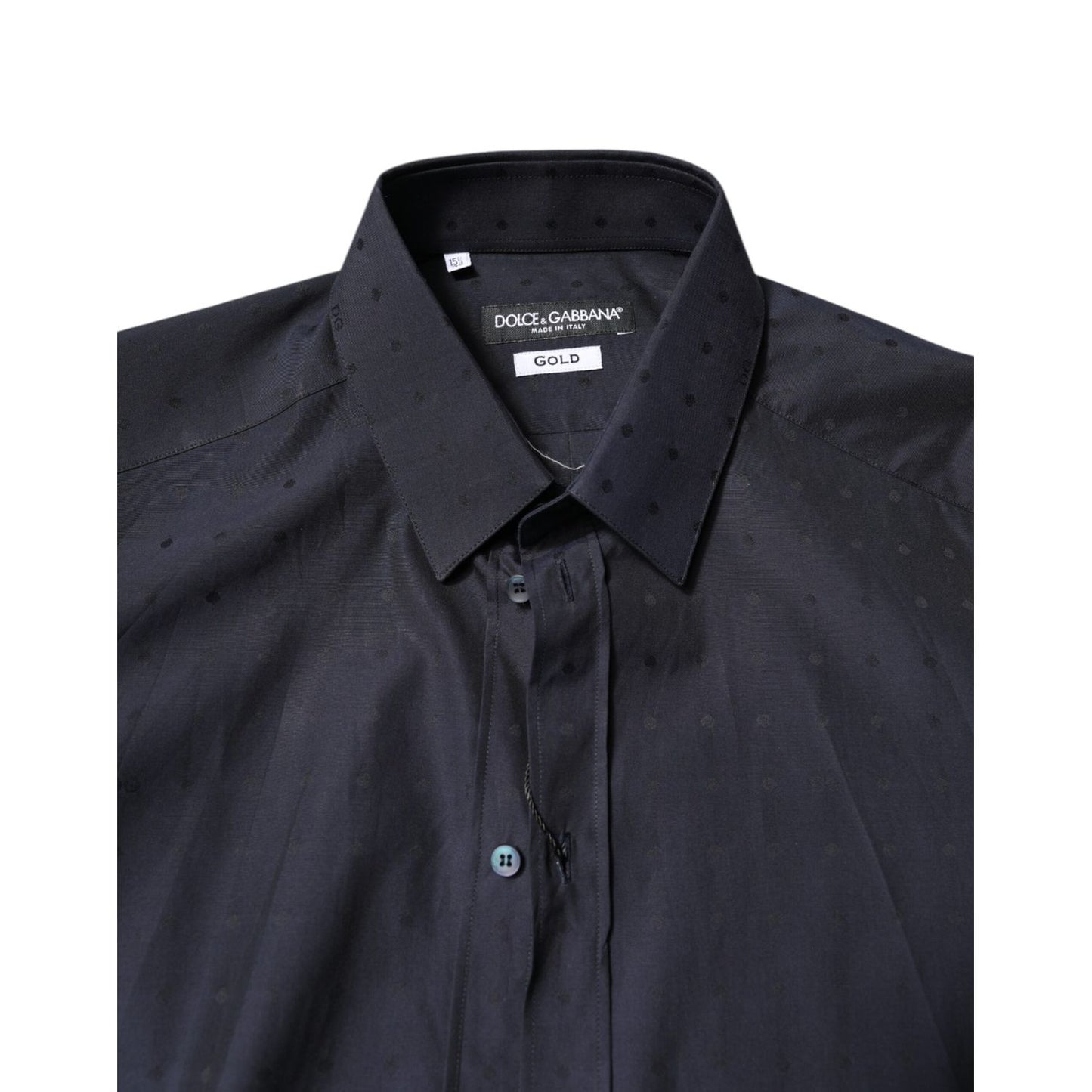 Dolce & Gabbana Black Cotton GOLD Men Dress Formal Shirt