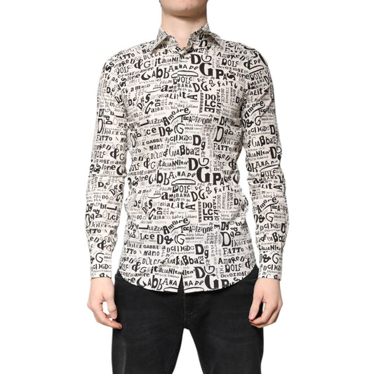 Dolce & Gabbana White Black Logo MARTINI Men Casual Shirt TSH86361-38