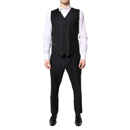 Dolce & Gabbana Black Double Breasted Formal 3 Piece Suit