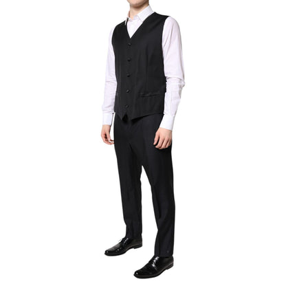 Dolce & Gabbana Black Double Breasted Formal 3 Piece Suit