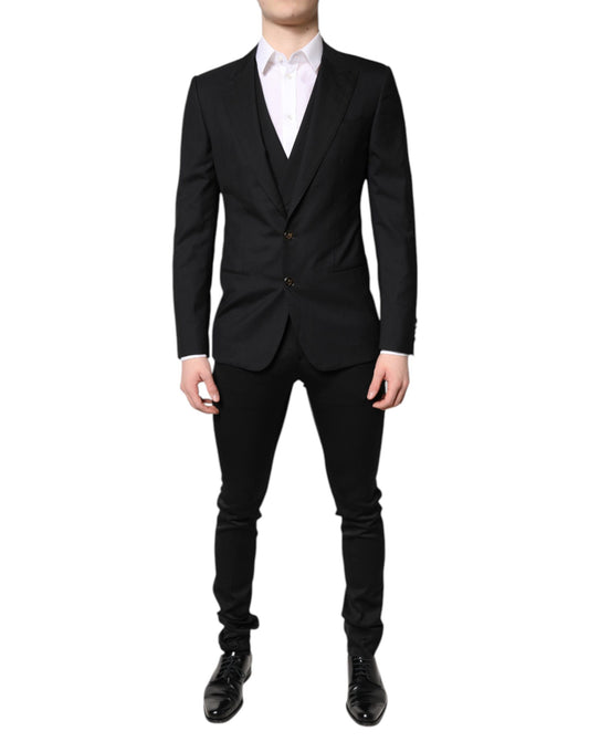 Dolce & Gabbana Black Single Breasted Formal Blazer with Vest KOS2271-46