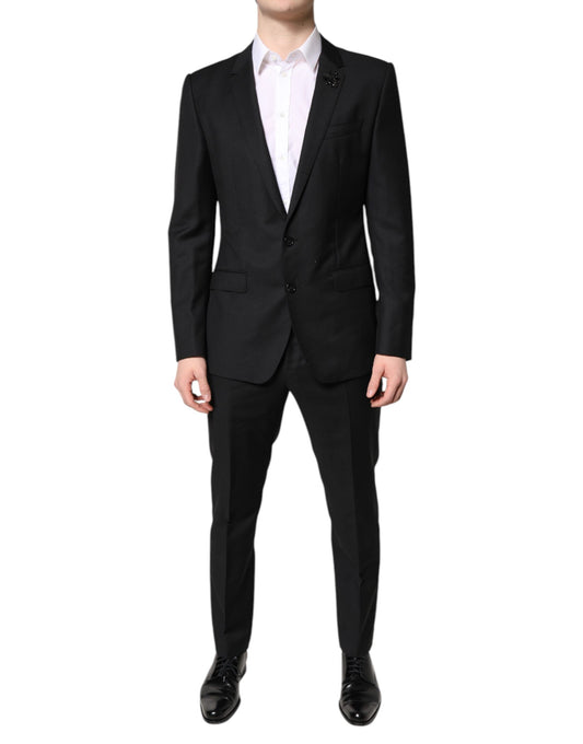 Dolce & Gabbana Black Wool Single Breasted 2 Piece Suit KOS2274-48