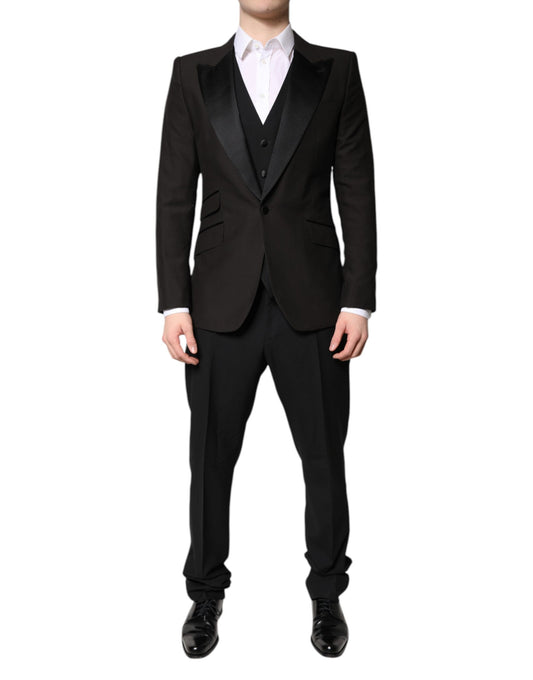 Dolce & Gabbana Black Single Breasted Formal 3 Piece Suit KOS2297-52