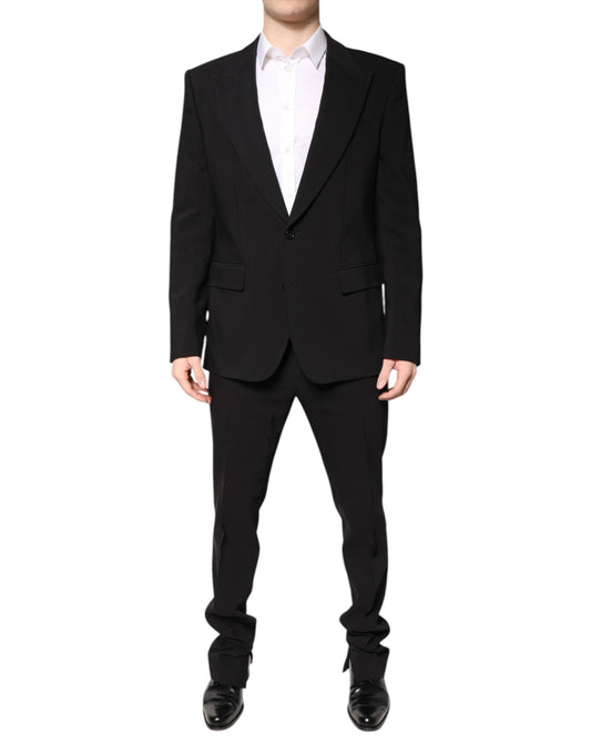 Dolce & Gabbana Black Cotton Single Breasted 2 Piece Suit KOS2300-54
