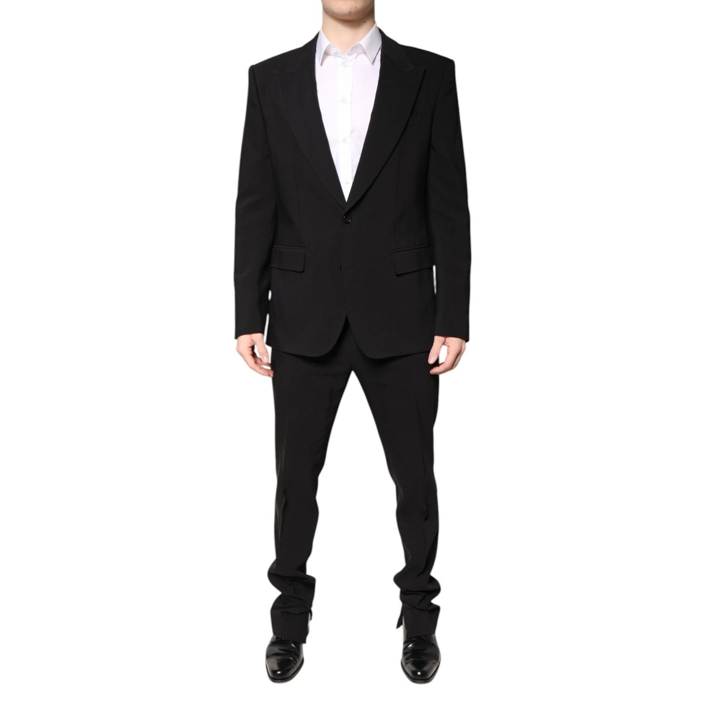 Dolce & Gabbana Black Cotton Single Breasted 2 Piece Suit