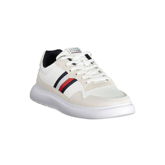 Tommy Hilfiger White Leather Men Sneaker Tommy Hilfiger Light Gray
