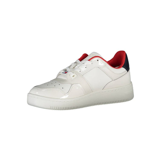 Tommy Hilfiger White Leather Women Sneaker Tommy Hilfiger Light Gray