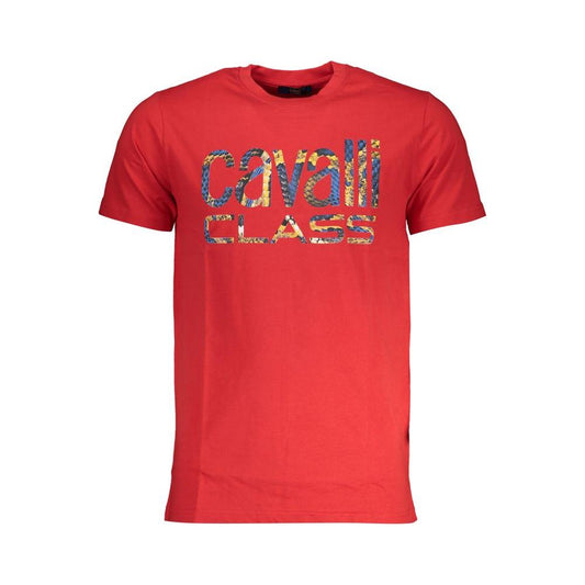 Cavalli Class Red Cotton T-Shirt Cavalli Class Firebrick