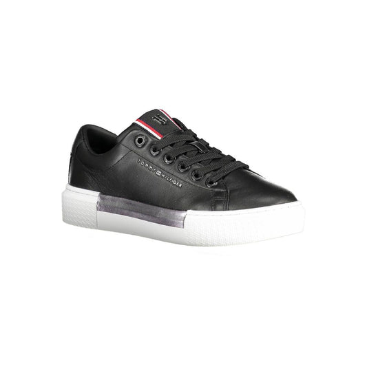 Tommy Hilfiger Black Leather Women Sneaker Tommy Hilfiger Dark Slate Gray