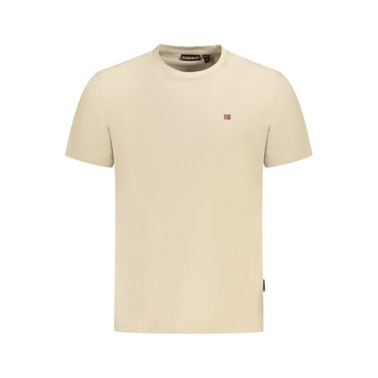 Napapijri Beige Cotton Men T-Shirt Napapijri Wheat