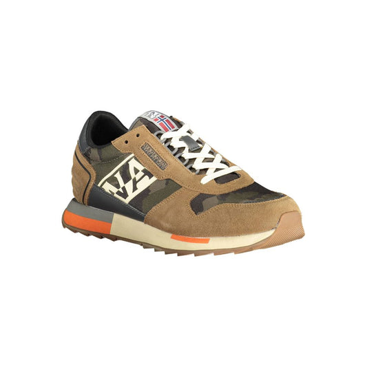 Napapijri Beige Leather Men Sneaker Napapijri Dim Gray