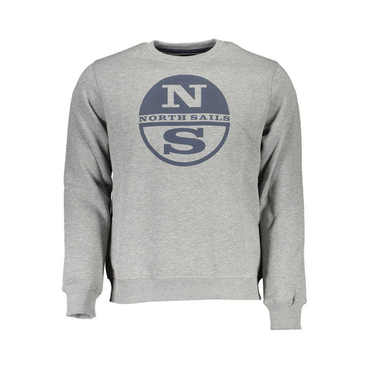 North Sails Gray Cotton Men Sweater North Sails Dark Gray
