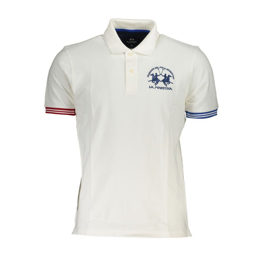 La Martina Elegant White Polo with Contrast Details La Martina Light Gray