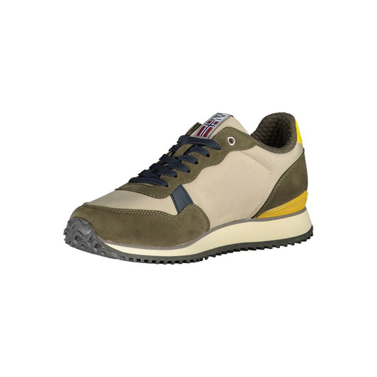 Napapijri Elegant Beige Lace-Up Sporty Sneakers Napapijri Dark Olive Green