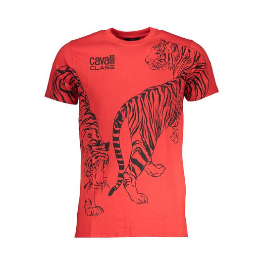 Cavalli Class Red Cotton T-Shirt Cavalli Class Tomato