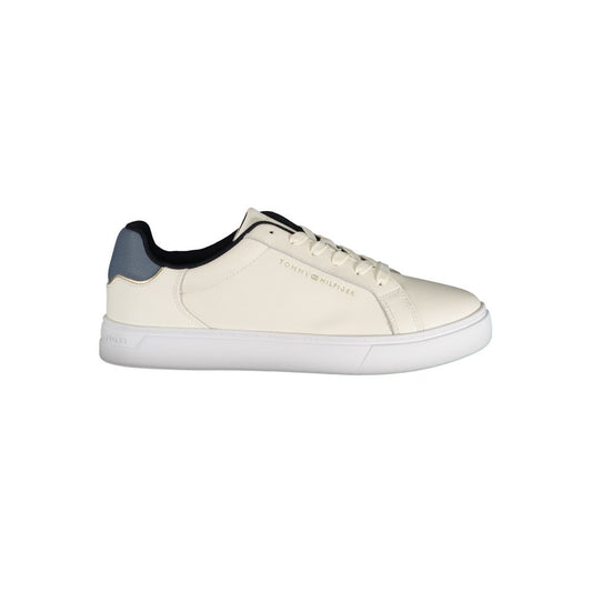Tommy Hilfiger Beige Leather Women Sneaker Tommy Hilfiger Light Gray