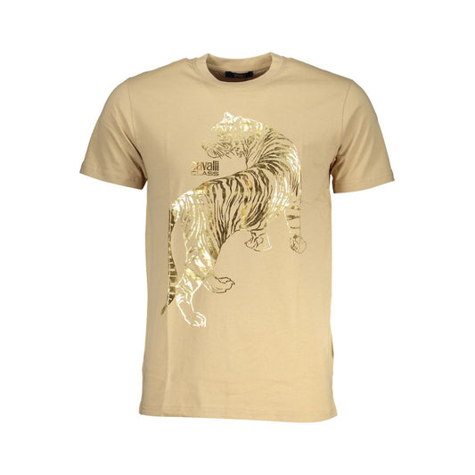 Cavalli Class Beige Cotton T-Shirt Cavalli Class Tan