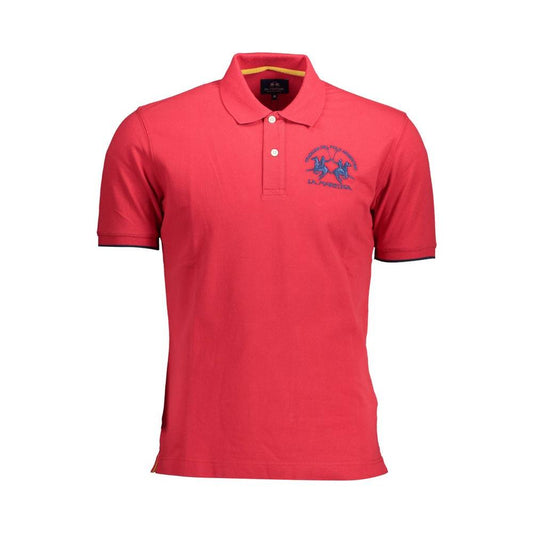 La Martina Red Cotton Men Polo Shirt La Martina Maroon