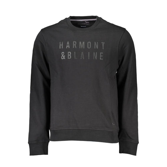 Harmont & Blaine Sleek Black Long-Sleeved Crew Neck Sweatshirt Harmont & Blaine Dark Slate Gray
