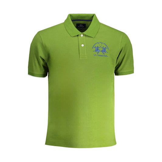 La Martina Green Cotton Polo Shirt La Martina Olive Drab
