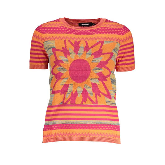 Desigual Orange Cotton Women Sweater Desigual Salmon
