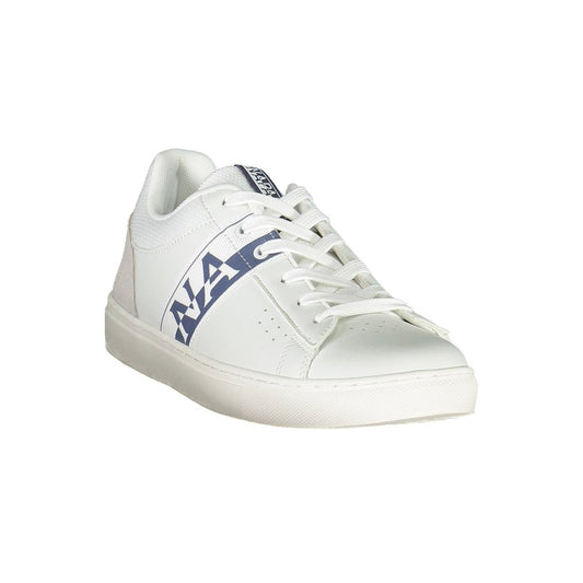 Napapijri White Leather Men Sneaker Napapijri Light Gray