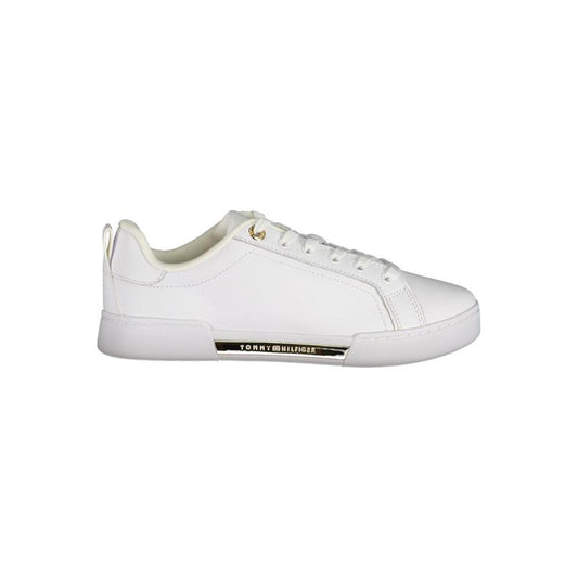 Tommy Hilfiger Chic White Lace-Up Sneakers with Contrast Detail Tommy Hilfiger Light Gray