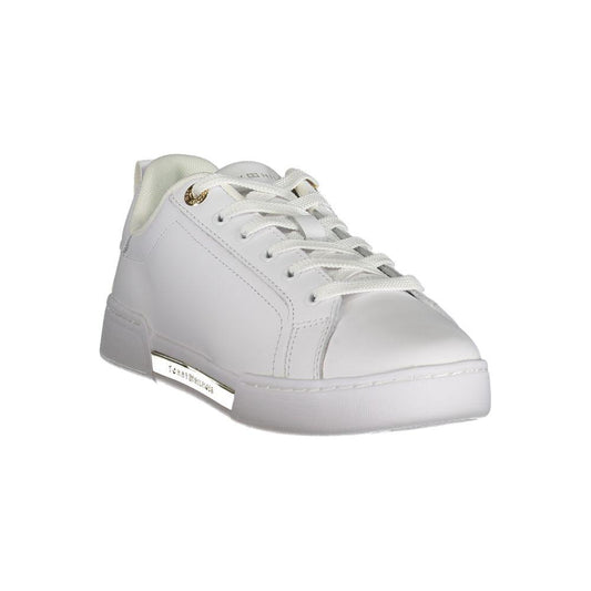 Tommy Hilfiger Chic White Lace-Up Sneakers with Contrast Detail Tommy Hilfiger Light Gray