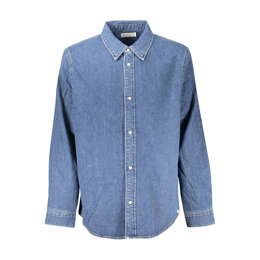 Calvin Klein Blue Cotton Men Shirt Calvin Klein Light Slate Gray