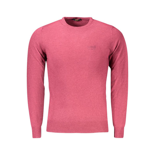 Cavalli Class Red Viscose Men Sweater Cavalli Class Pale Violet Red