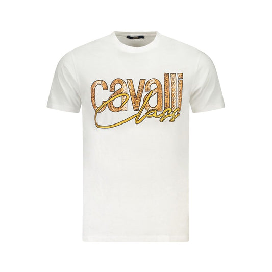 Cavalli Class White Cotton Men T-Shirt Cavalli Class Beige