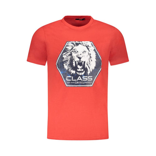 Cavalli Class Red Cotton Men T-Shirt Cavalli Class Tomato