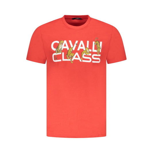 Cavalli Class Red Cotton Men T-Shirt Cavalli Class Tomato