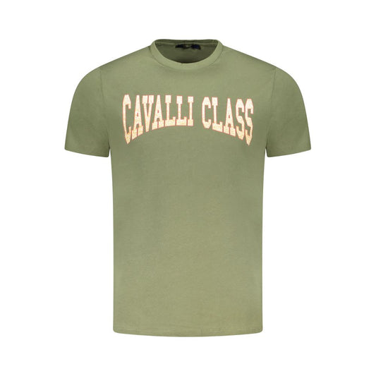 Cavalli Class Green Cotton Men T-Shirt Cavalli Class Dark Sea Green