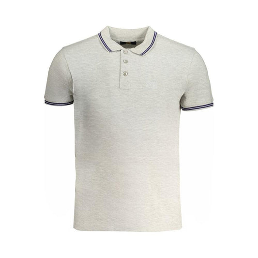 Cavalli Class Gray Cotton Polo Shirt Cavalli Class Light Gray