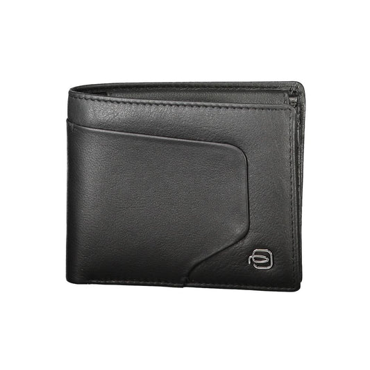 Piquadro Black Leather Men Wallet Piquadro Dark Slate Gray