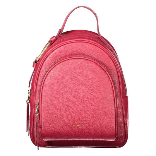 Coccinelle Red Leather Women Backpack Coccinelle Pale Violet Red