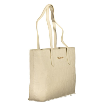 Mario Valentino Beige Polyethylene Handbag with 2 handles, internal pockets, contrasting details, and zip closure.