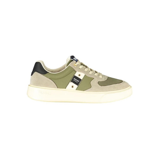 Blauer Green Leather Men Sneaker Blauer Antique White