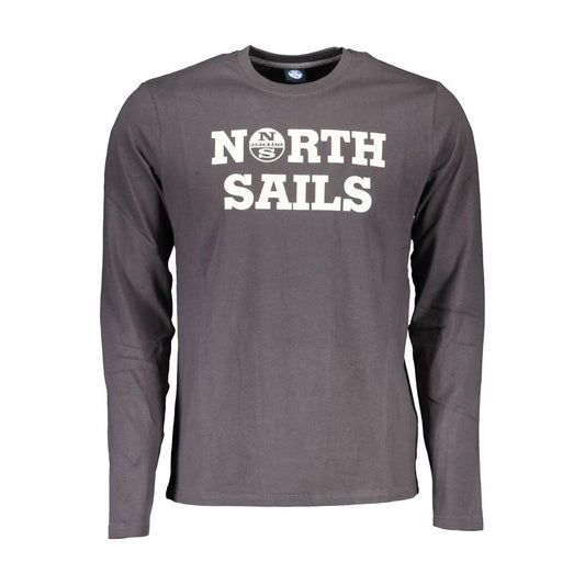 North Sails Gray Cotton Men T-Shirt North Sails Dim Gray
