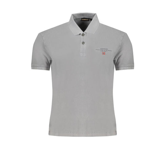 Napapijri Gray Cotton Polo Shirt Napapijri Dark Gray