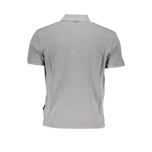 Napapijri Gray Cotton Polo Shirt Napapijri Dark Gray