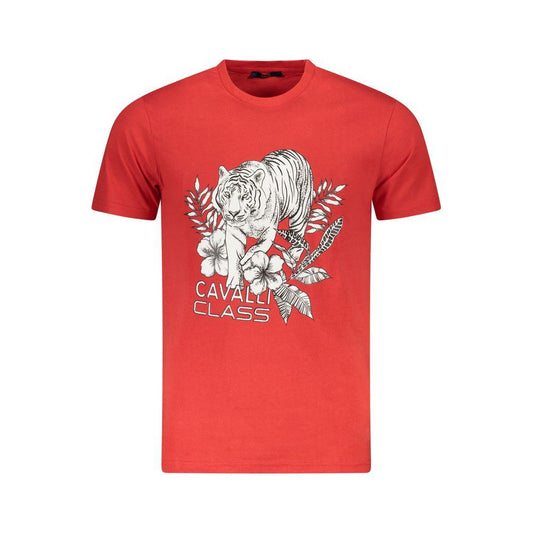 Cavalli Class Red Cotton Men T-Shirt Cavalli Class Tomato