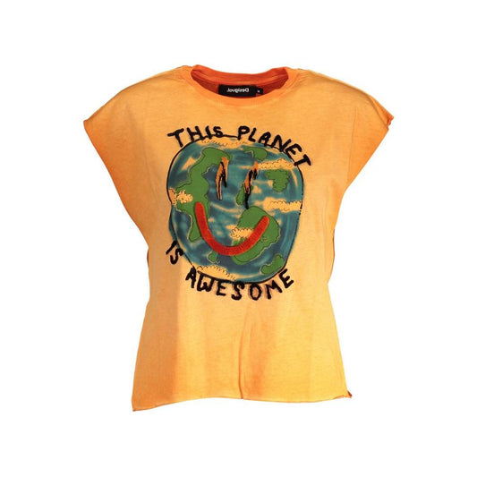Desigual Orange Cotton Women Top Desigual Sandy Brown