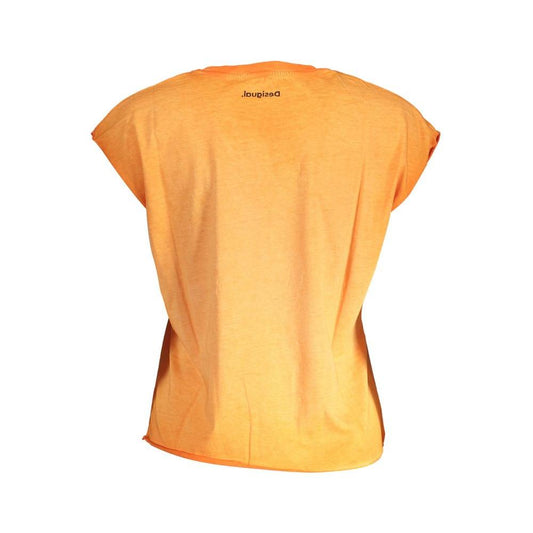 Desigual Orange Cotton Women Top Desigual Sandy Brown