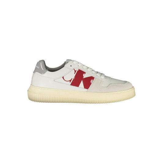 Calvin Klein Sleek White Lace-Up Sneakers with Contrast Details Calvin Klein Light Gray